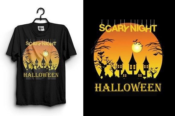 Elevate Your Merchandise with the Scary Night Halloween T-Shirt Design