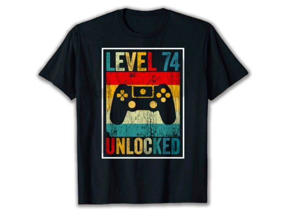 Level 74 Unlocked: The Vintage Gaming T-Shirt Design for Modern Creators