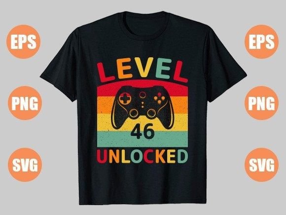 The Level 46 Unlocked Gaming T-Shirt Design