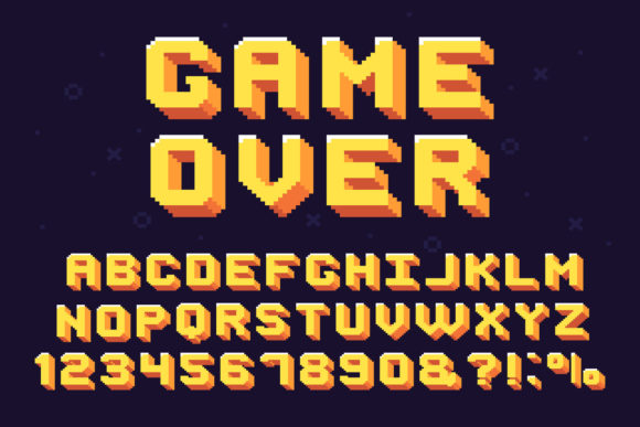 The Pixel Game Retro Games Text Typeface