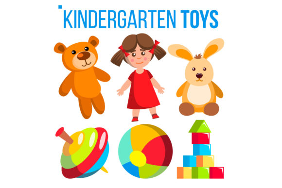 The Utility and Application of Colorful Kindergarten Toys Set Vector Graphics